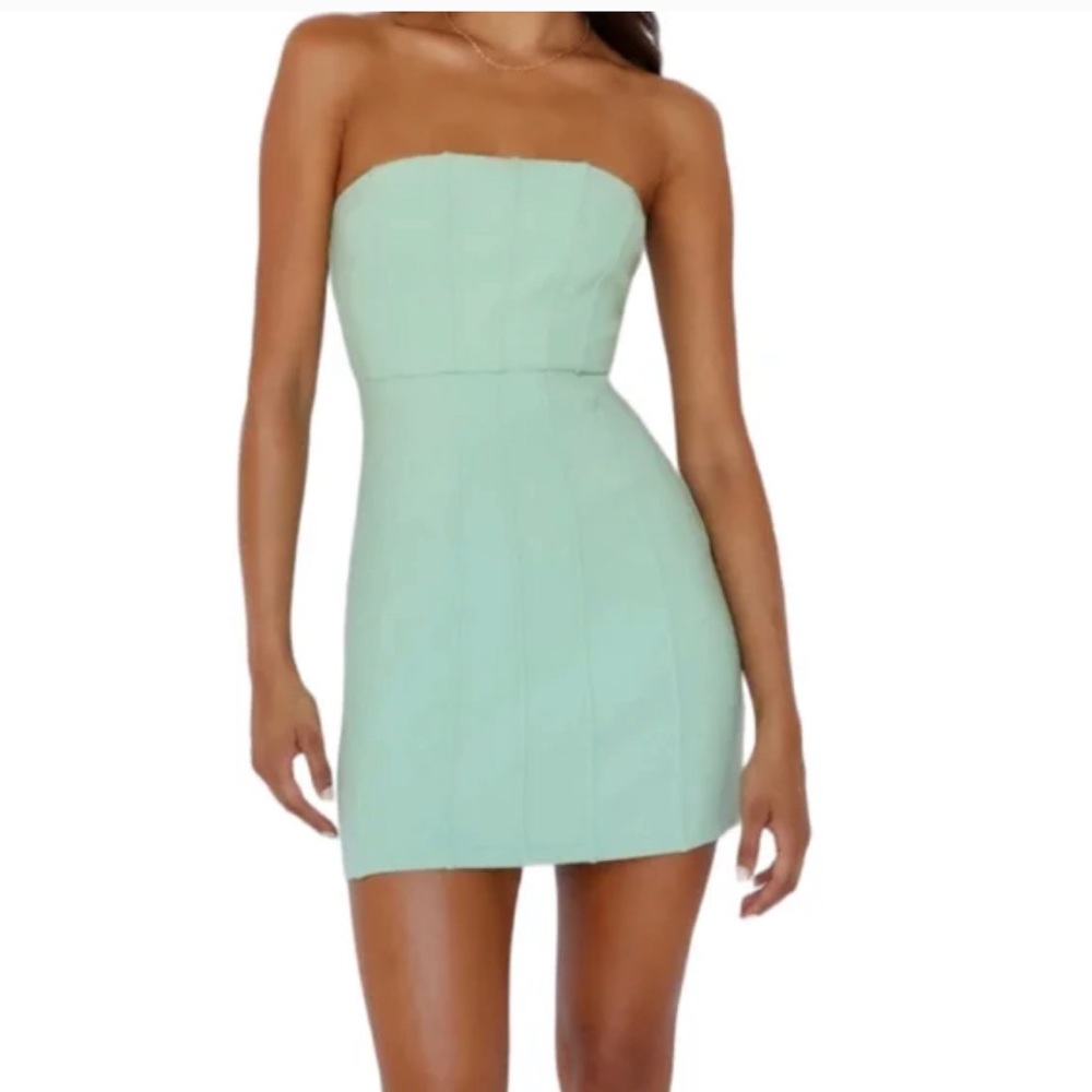 Hello Molly Strapless Mint Dress